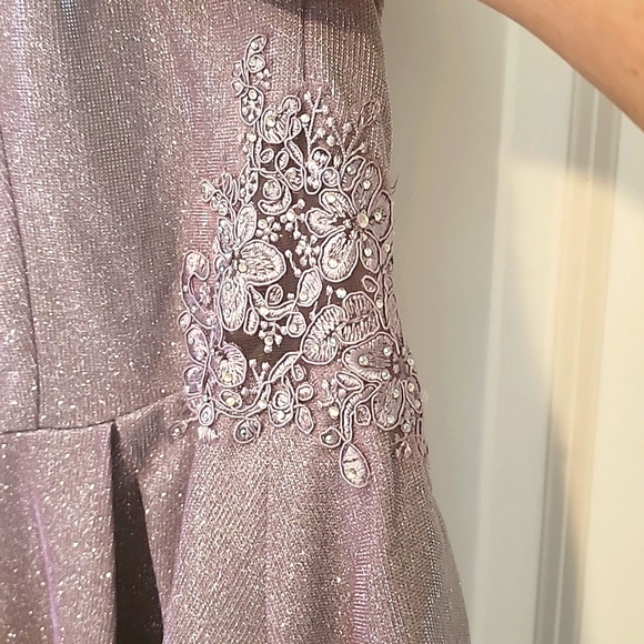 City Studio Purple Iridescent Full Length Prom Dress Strappy Back (Size 5) - Picture 4 of 12